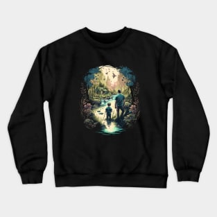 father and son bonding scenic view Crewneck Sweatshirt